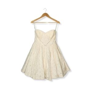 Betsey Johnson Cream Strapless eyelet sweatheart Dress